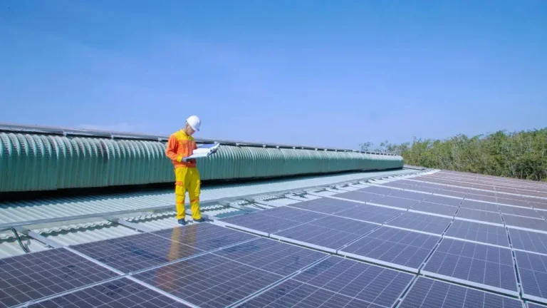 engineers installing solar panels