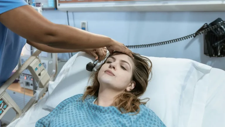 Doctor checking ears