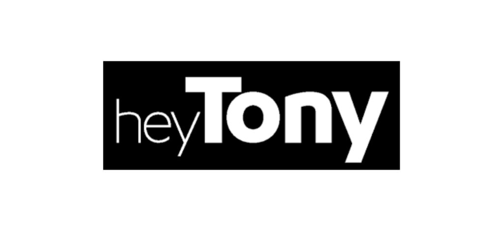 Minimal black-and-white logo of HeyTony digital marketing agency, known for PPC and social media expertise in Hamilton, Canada.