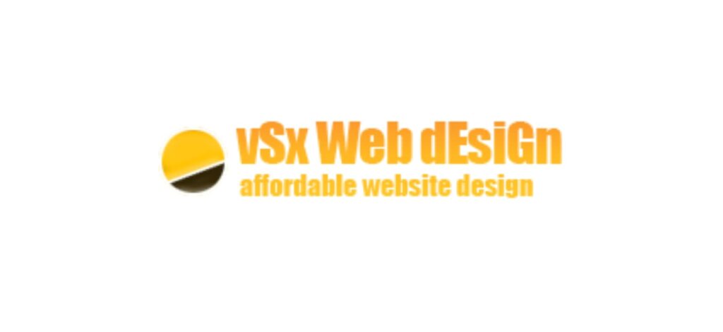 "VSX Web Design logo with yellow and black circular graphic, emphasizing affordable website design services in Hamilton."