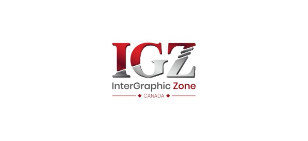"IGZ InterGraphic Zone Canada logo with red and silver lettering, showcasing a branding and design agency."