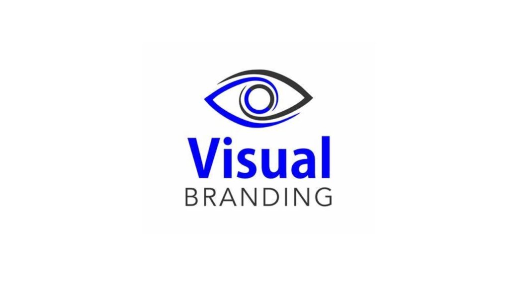 Visual Branding logo featuring a stylized eye and bold blue typography, symbolizing design-focused brand strategy and digital marketing services in Hamilton.