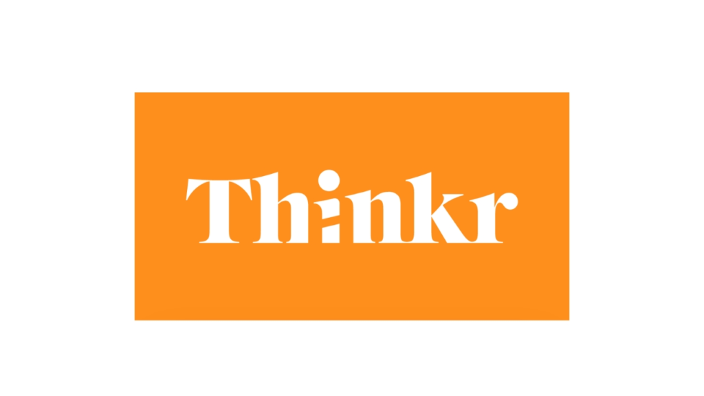 Thinkr Marketing logo in bold white serif typography over a bright orange background, representing a full-service digital and branding agency based in Ancaster, Ontario, known for creative marketing strategies in Hamilton and beyond.