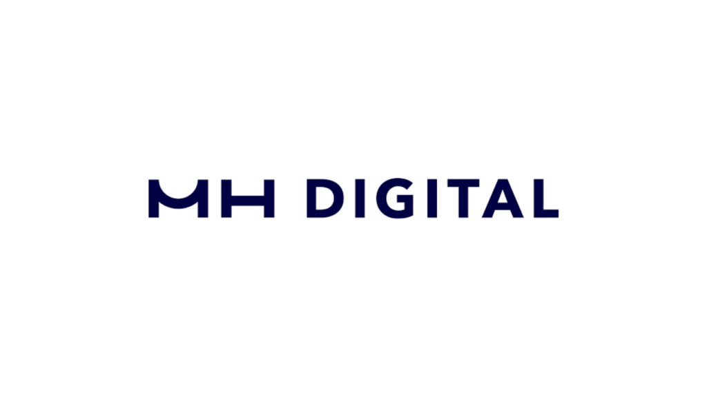 “MH Digital agency logo in bold navy blue text, representing a modern email marketing and digital lifecycle marketing company.”