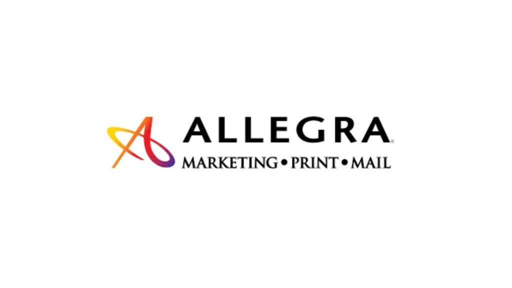 “Allegra logo featuring a stylized, multicolored ‘A’ and bold black text reading ‘ALLEGRA Marketing • Print • Mail’ — representing a full-service print and marketing agency.”
