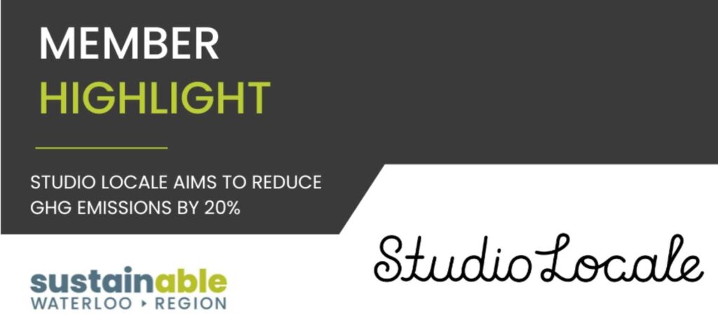 Studio Locale feature image by Sustainable Waterloo Region highlighting their goal to reduce GHG emissions by 20%.