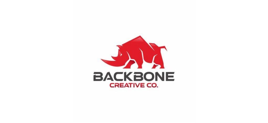 Red rhino logo of BACKBONE Creative Co., a digital innovation agency offering tech-forward marketing services globally.