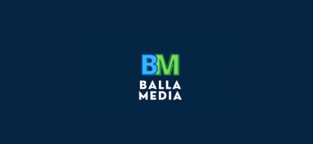 "Balla Media logo with BM initials in blue and green on a dark background, symbolizing a creative digital agency in Hamilton"