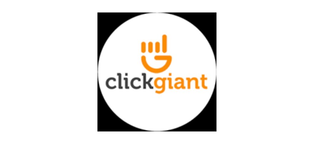 "ClickGiant logo with an orange hand-shaped icon above the text 'clickgiant', symbolizing a digital marketing agency focused on driving online engagement and growth."