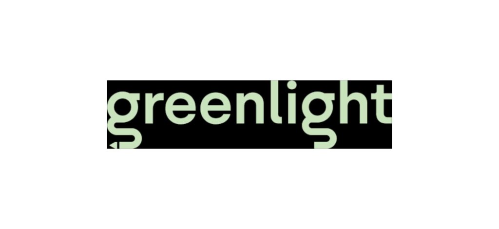Greenlight Content’s logo featuring soft green lowercase letters on a black background, portraying a clean and editorial-focused brand identity.