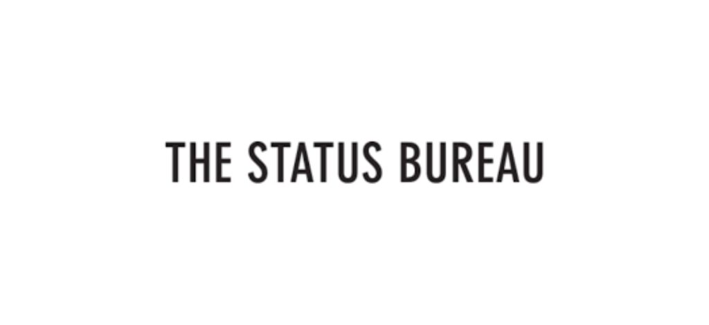 "The Status Bureau logo in minimalist black text, representing a professional digital marketing and SEO agency known for its strategic campaigns."