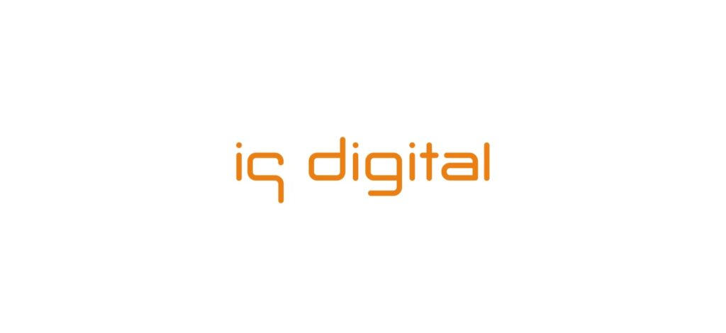 IQ Digital logo in sleek orange lowercase font, symbolizing innovation and digital transformation services in Canada.