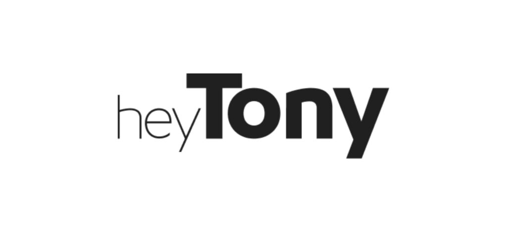 "HeyTony logo in clean black typography, symbolizing a modern digital marketing and creative advertising agency in Hamilton"