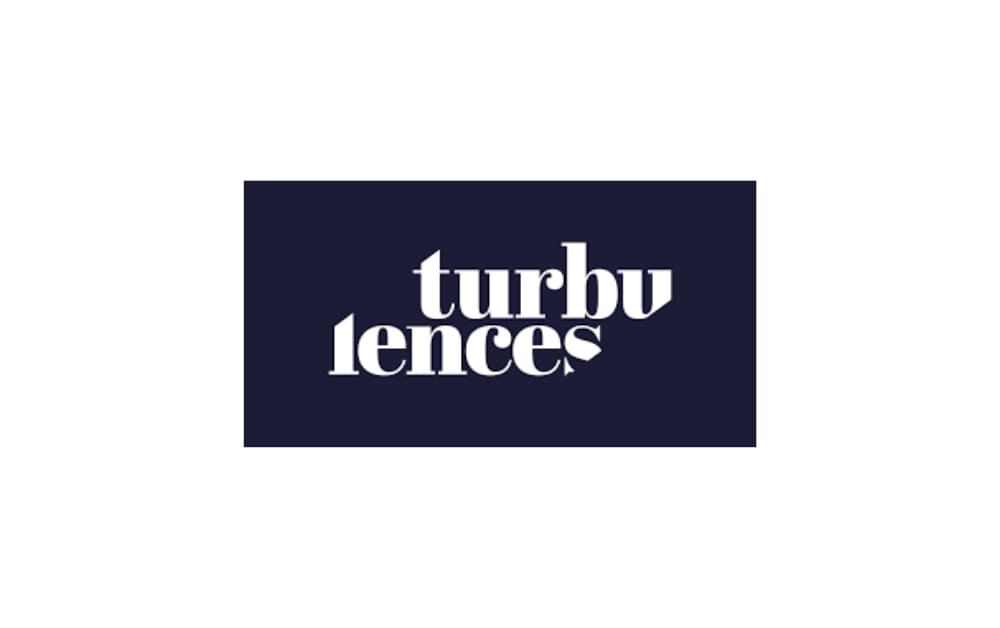 Turbulences agency logo with creative white lowercase typography on a dark navy background, reflecting a modern and artistic marketing and branding agency based in Québec.