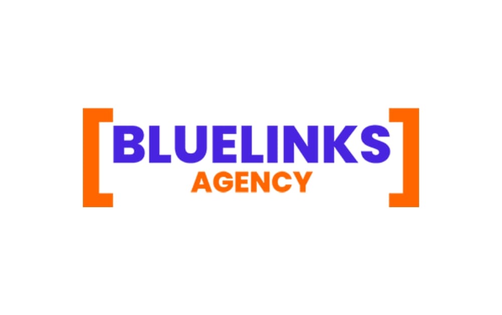 Bluelinks Agency official logo featuring bold purple text for “Bluelinks” and bright orange text for “Agency,” enclosed within orange square brackets — representing a modern, dynamic digital marketing and SEO agency known for online reputation management and SEO services.