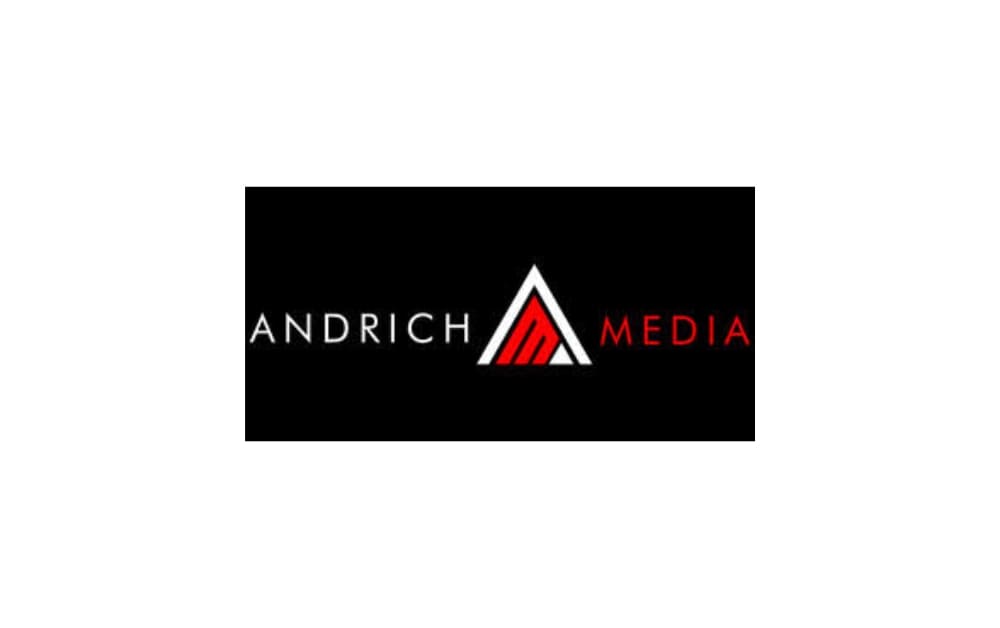 Andrich Media logo displaying a sleek black background with white and red text, featuring a bold triangular “A” icon — representing a Winnipeg-based SEO and digital marketing agency known for creative web design and branding services.