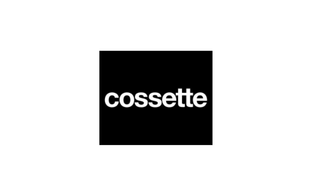 Cossette logo — simple white lowercase text on a solid black background, highlighting Canada’s leading full-service creative and marketing agency.