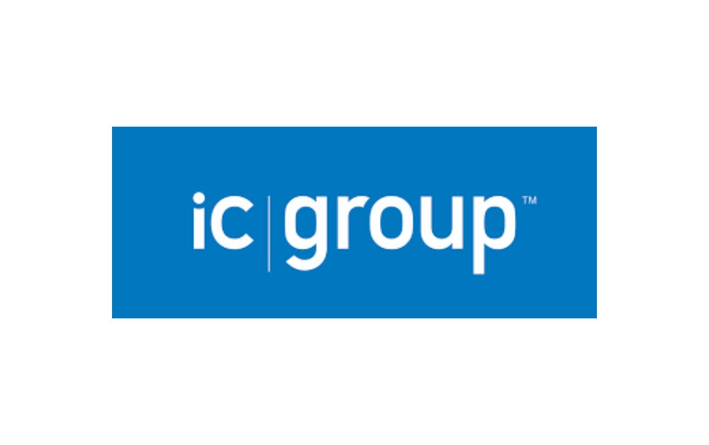 Blue rectangle with white lowercase text reading “ic group” — logo of IC Group, a Winnipeg-based marketing and promotions company.