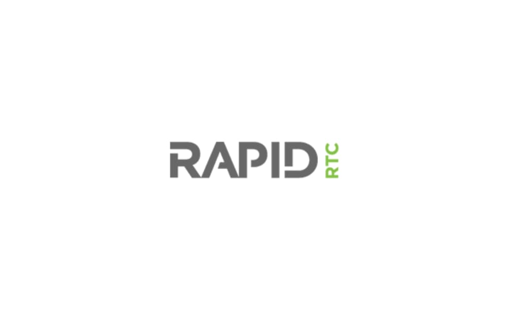 Logo of RAPID RTC with bold gray "RAPID" text and "RTC" in green on a white background.