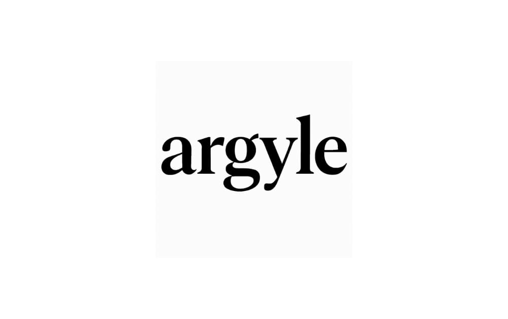 Logo of Argyle with the word “argyle” written in bold, classic black serif font on a plain white background.