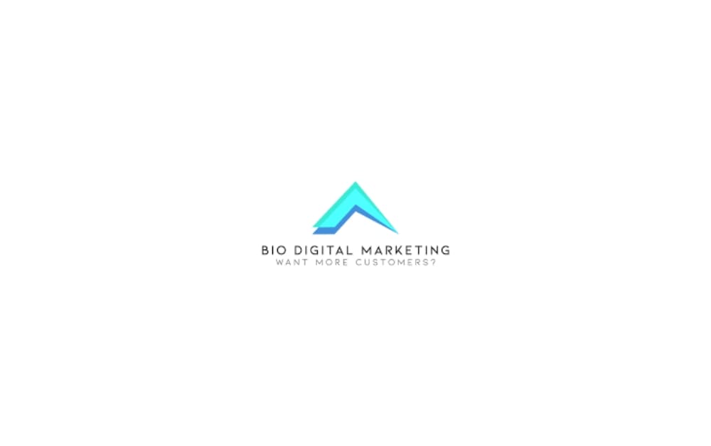 BIO Digital Marketing logo with a light blue upward-pointing arrow over the tagline “Want More Customers?” in gray text.
