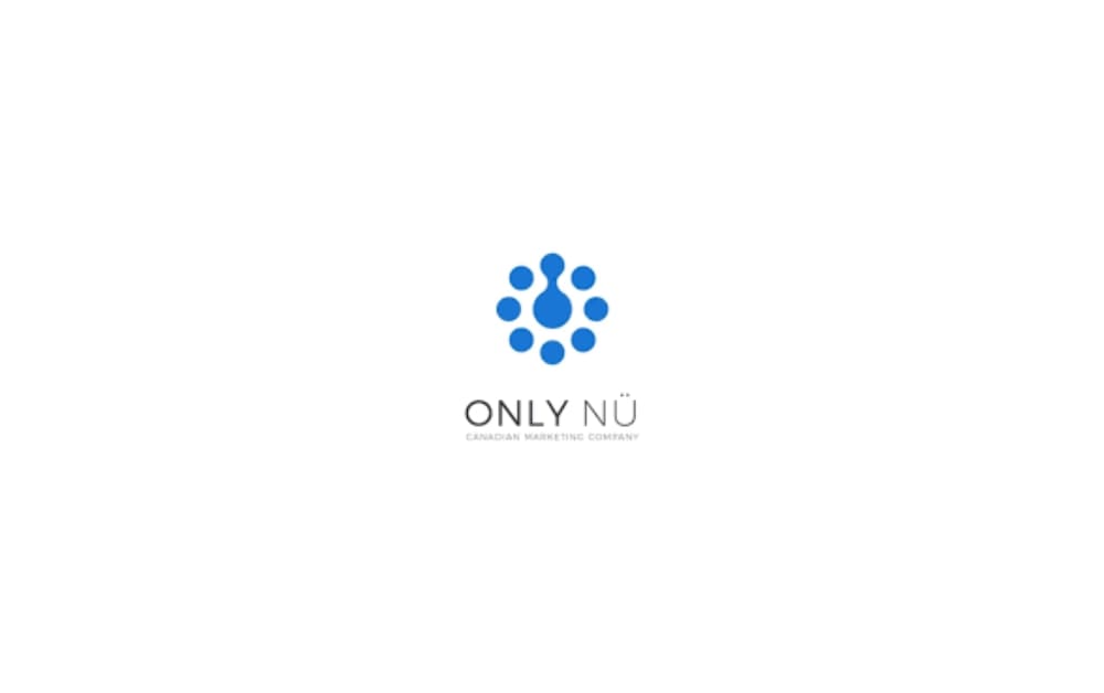 Logo of Only Nü, a blue circular dot cluster resembling a molecule, with the brand name in black and light gray below.