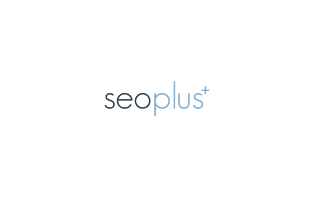 seoplus+ logo in minimalist lowercase style, featuring black text for “seo” and light blue text for “plus+” on a clean white background.