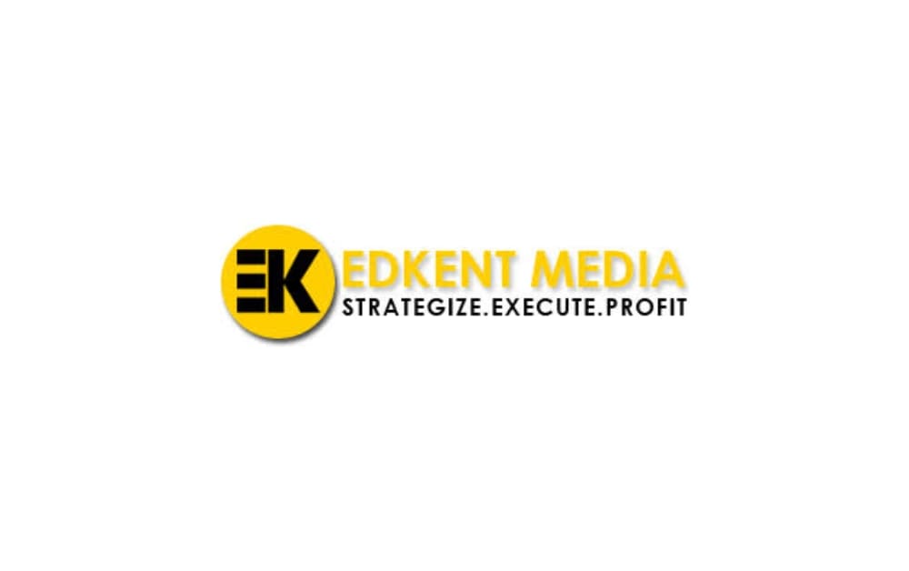 Edkent Media logo with a yellow circle containing the letters “EK,” followed by the company name and tagline “Strategize. Execute. Profit.” in clean sans-serif font.