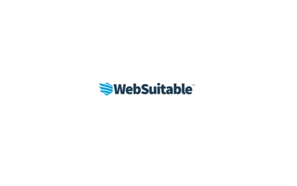 Logo of WebSuitable showing a blue shield-like mark next to the brand name in clean sans-serif font.