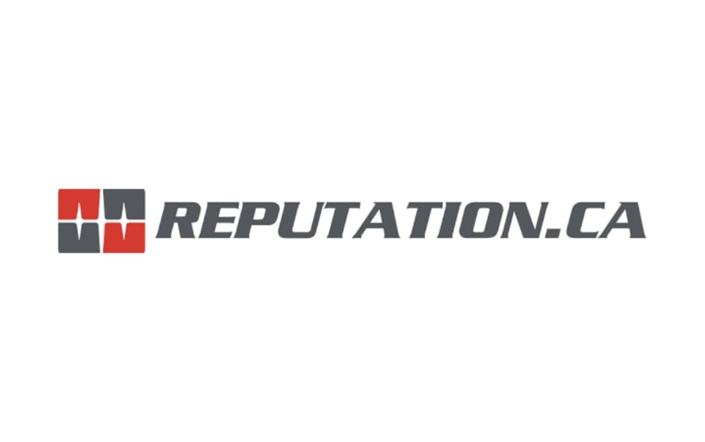 Logo of Reputation.ca, a leading online reputation management agency in Quebec City, featuring bold grey typography with a red and grey emblem.