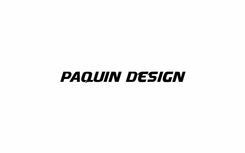Logo of Paquin Design featuring bold italic typography, representing a forward-thinking design agency.