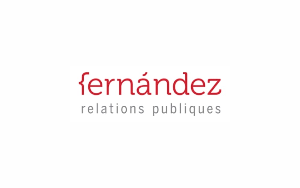 "Fernandez public relations branding with 'relations publiques' (French for public relations) in elegant text, ideal for communications and PR services."