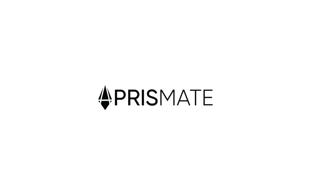 "Prismate Logo: An elegant and sophisticated design featuring a stylized prism icon in black, followed by the brand name 'Prismate' in a bold, uppercase font, symbolizing clarity, precision, and high-quality service."
