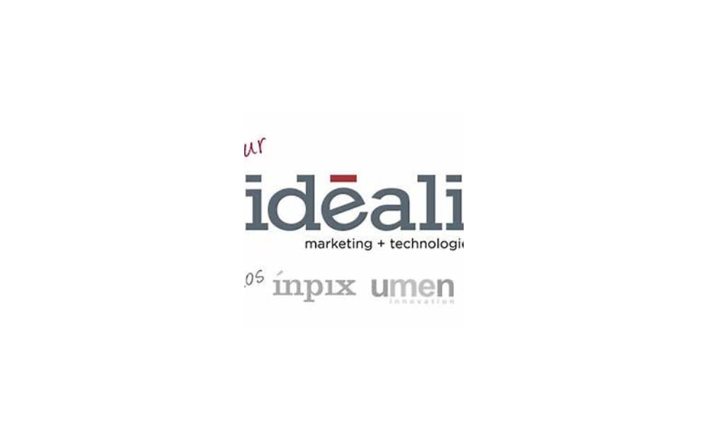 Idéali logo featuring the name in modern typography with red accent over the “é,” reflecting a Quebec-based digital marketing and technology solutions company.