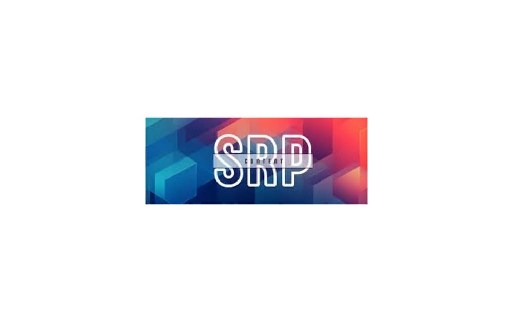 Vibrant geometric logo with the letters “SRP” over a blue and red 3D cube background, reflecting a tech-driven approach to SEO and copywriting.