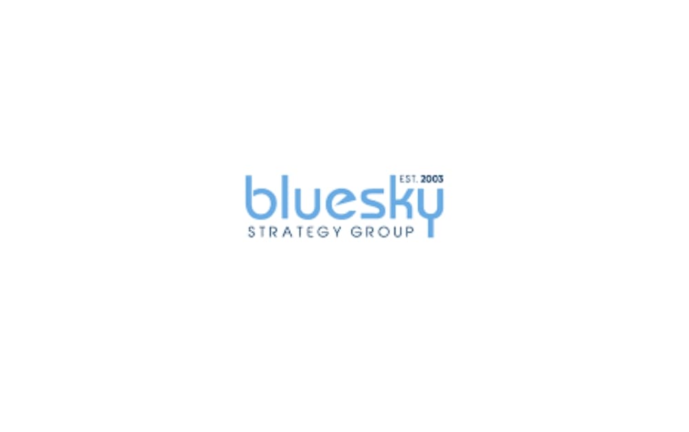 BlueSky Strategy Group logo in light blue text with EST. 2003 above the 'k'.