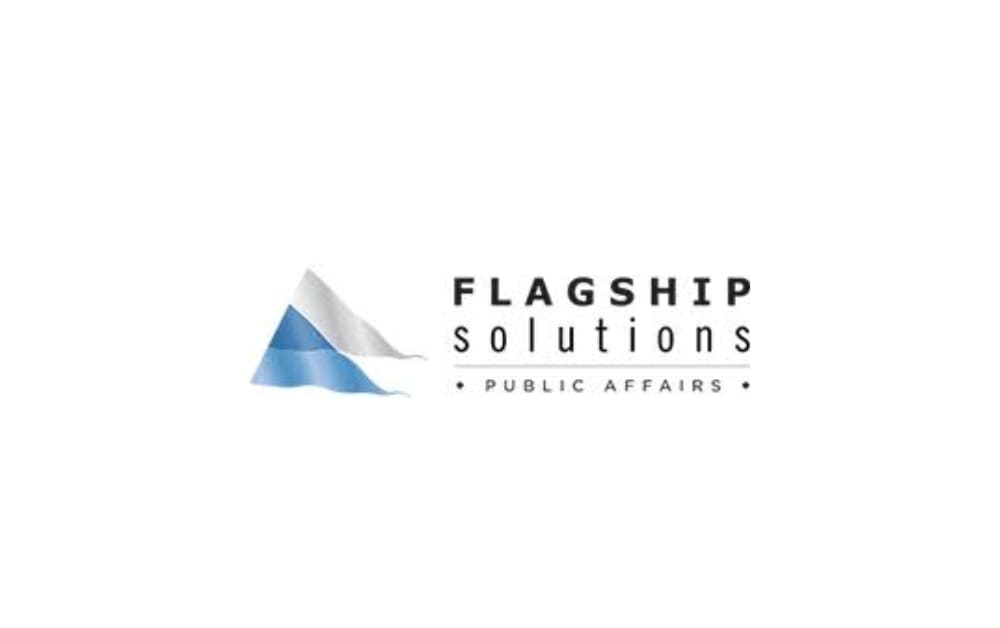 Flagship Solutions logo with stylized blue and white flag waves next to the text 'Flagship Solutions - Public Affairs'.