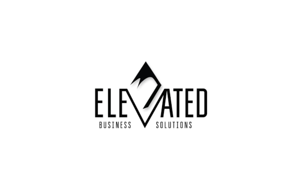 "Elevated Business Solutions logo with geometric mountain peak design and sharp text"