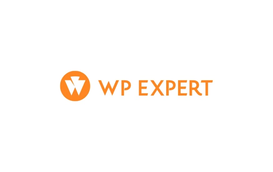 Bold orange and white logo with a shield-like icon followed by the name “WP EXPERT”.