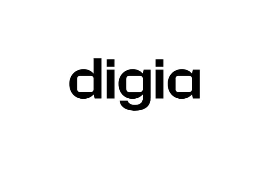 Logo of Digia shown in bold black lowercase letters using a simple and clean sans-serif typeface.