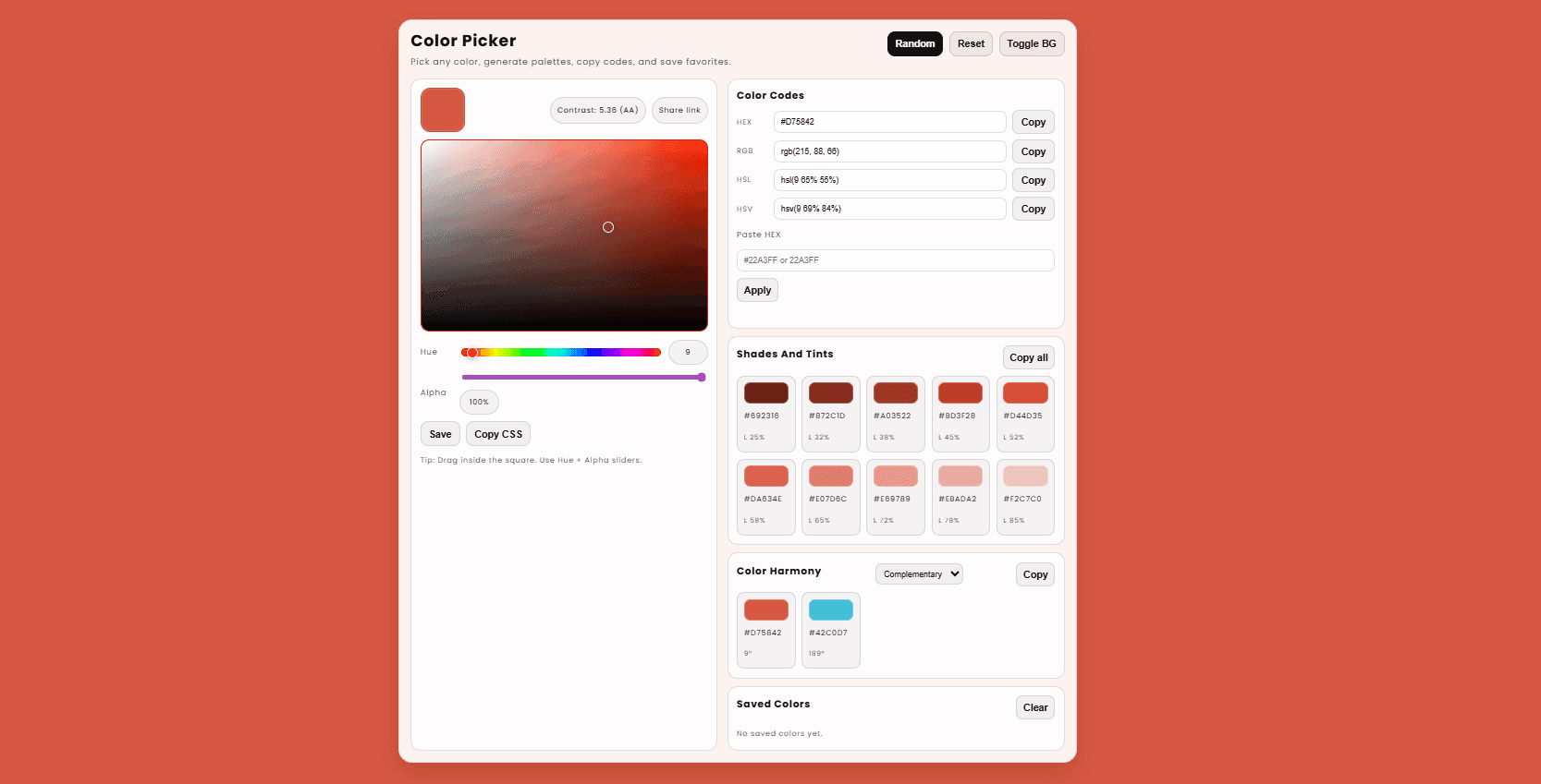 Random Color Picker, Instant HEX, RGB, HSL Generator